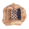 Rustic chess games made of olive wood