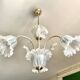 Murano chandelier with 3 iridescent flowers, 1980.