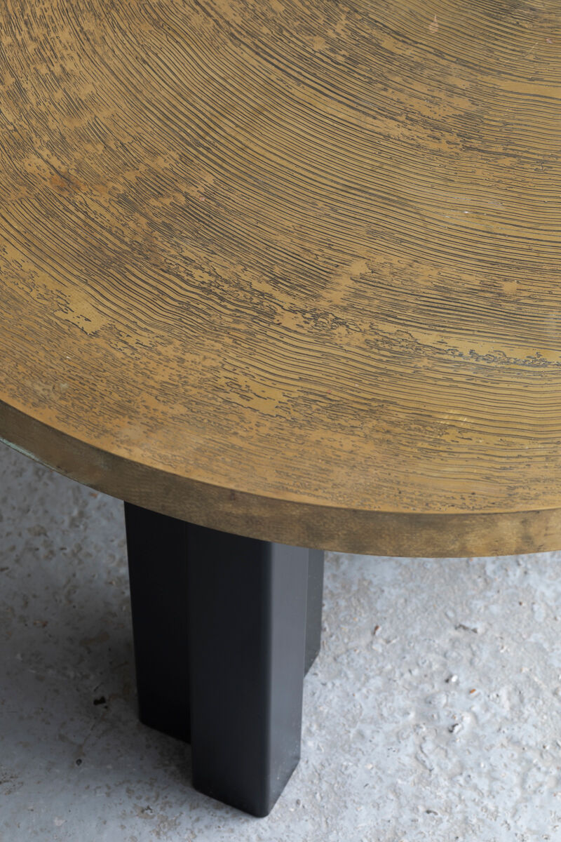 Coffee table in etched brass by Christian Krekels, Belgium, 1990