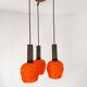 Space Age orange lucite spaghetti 3-light chandelier