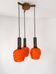 Space Age orange lucite spaghetti 3-light chandelier
