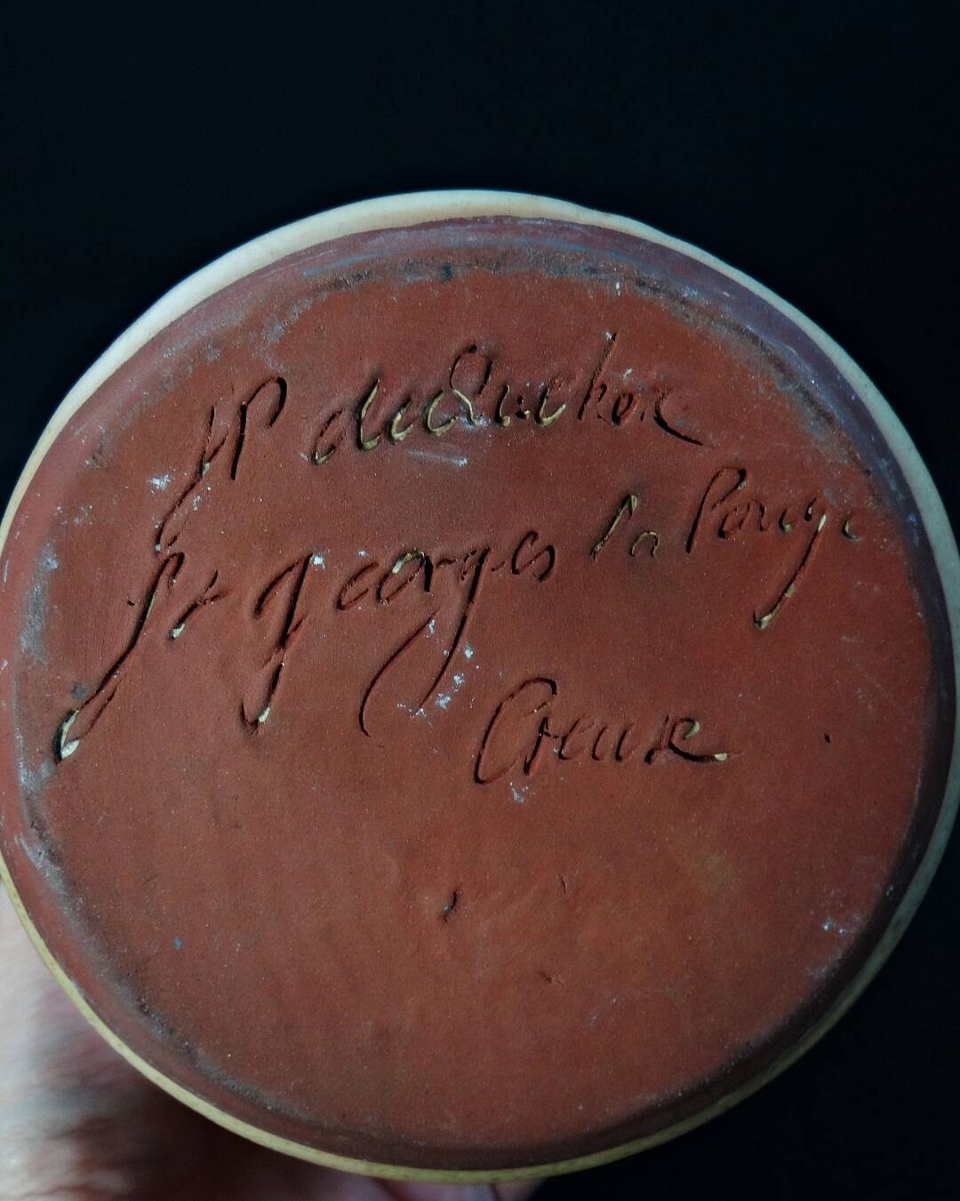 Stoneware Herbarium Vase signed Poteries Dequeker Saint-Georges-la-Pouge, Creuse