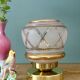 Vintage Art Deco pink and gold glass globe table lamp