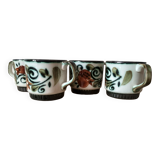 Set of 4 tea or coffee cups, Boch ceramic, Argenteuil series from the 60s