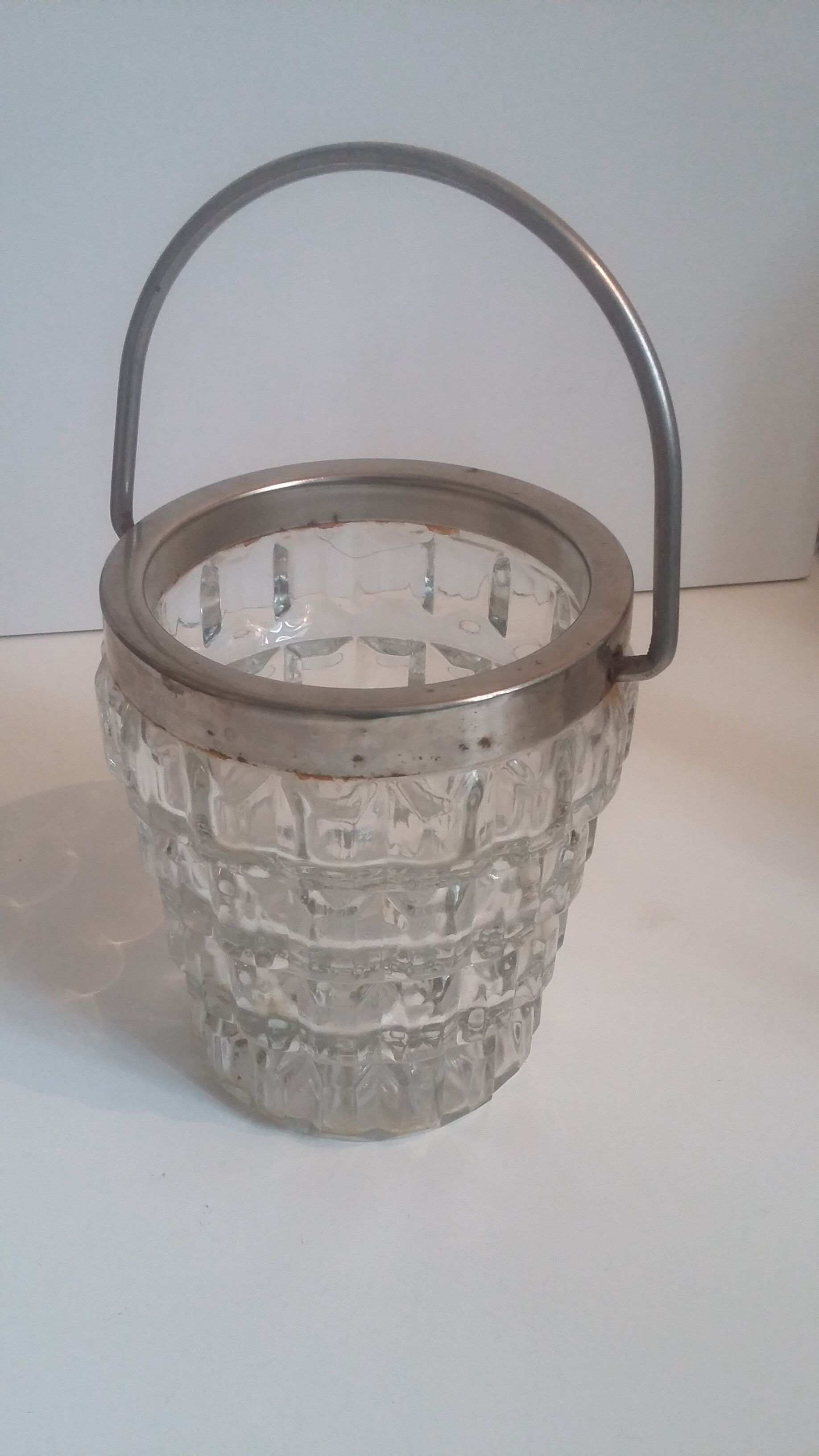 cut glass and metal ice bucket