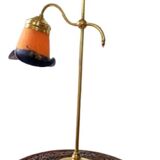 Italian Brass and Glass Table Lamp, Vintage Lighting, Mid Century Modern Decor,