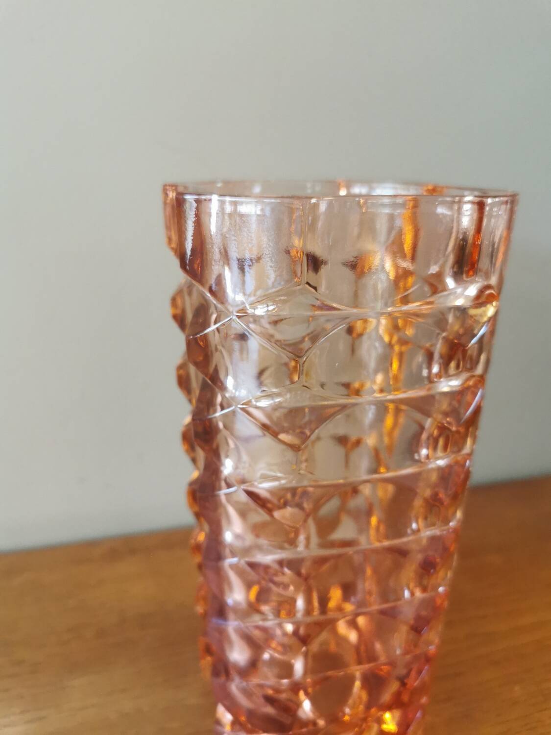 Vintage pink glass vase