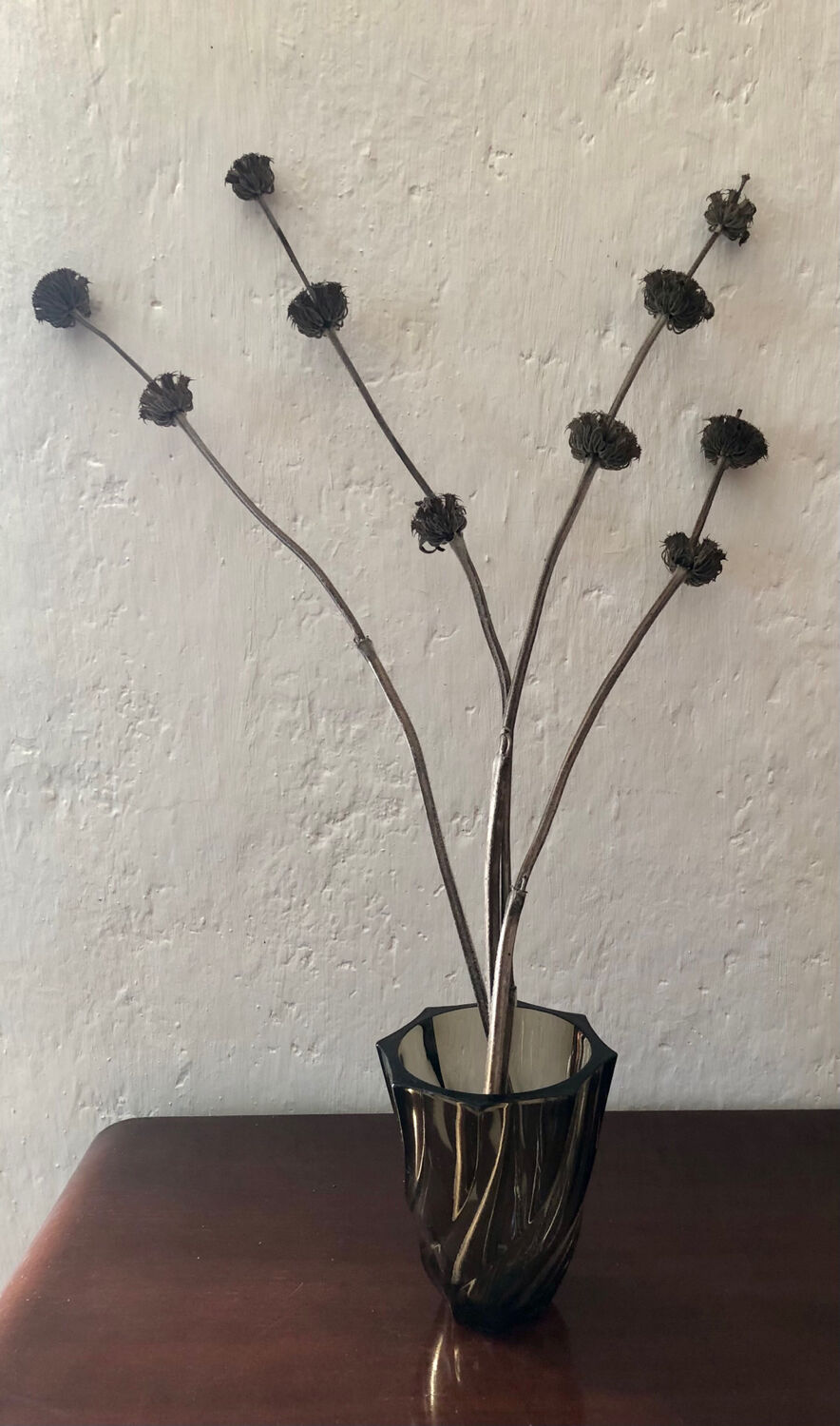 Vase verre fumé spirales