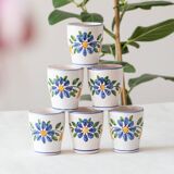 6 ceramic cups hand painted signed Strehla GDR
