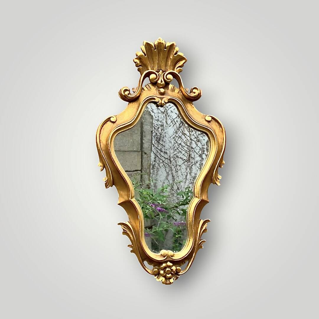 Golden Baroque Resin Wall Mirror – Rococo Style