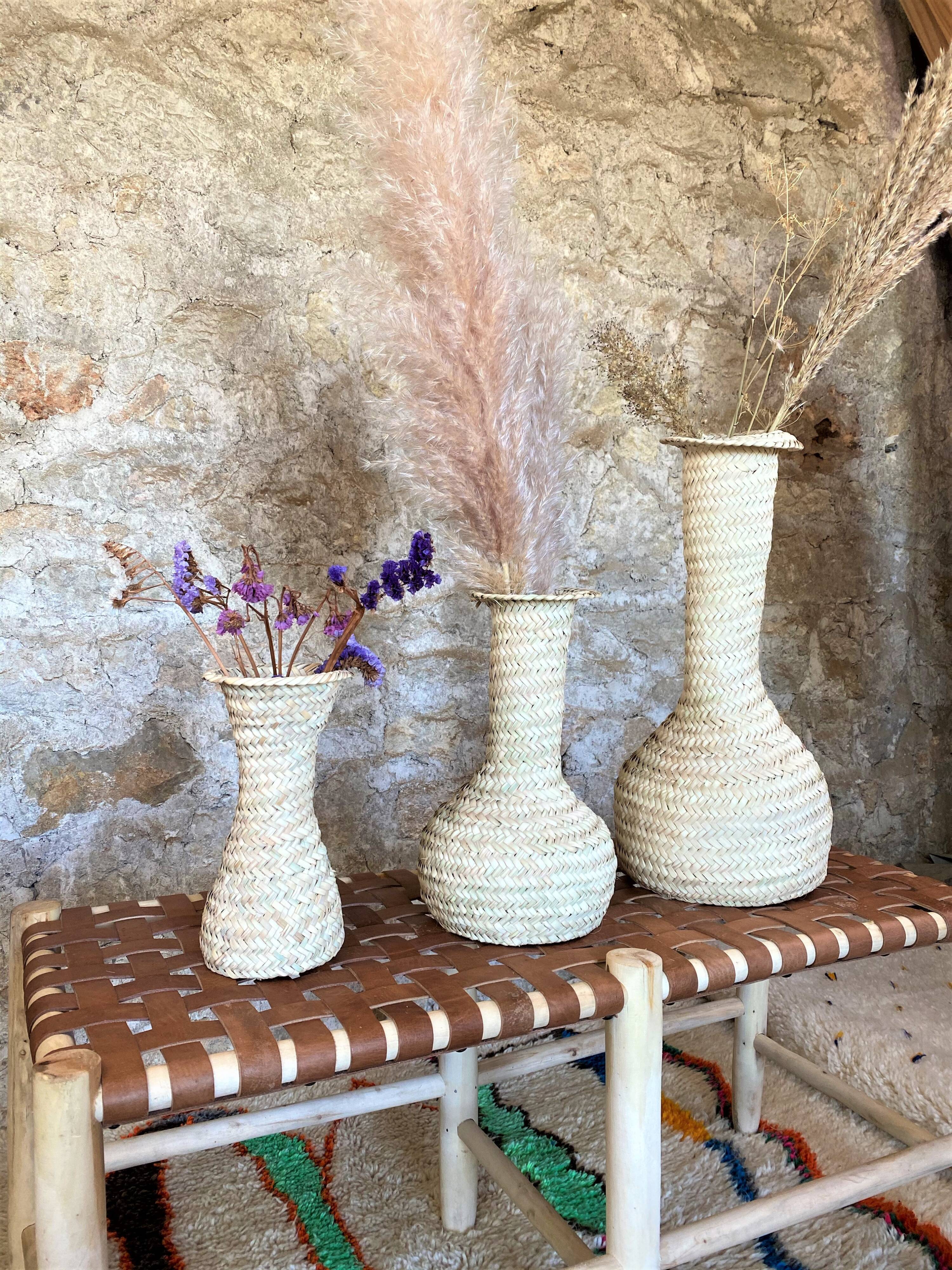 Vase made of palm leaves