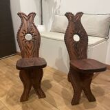 Tabouret en bois, sculpté