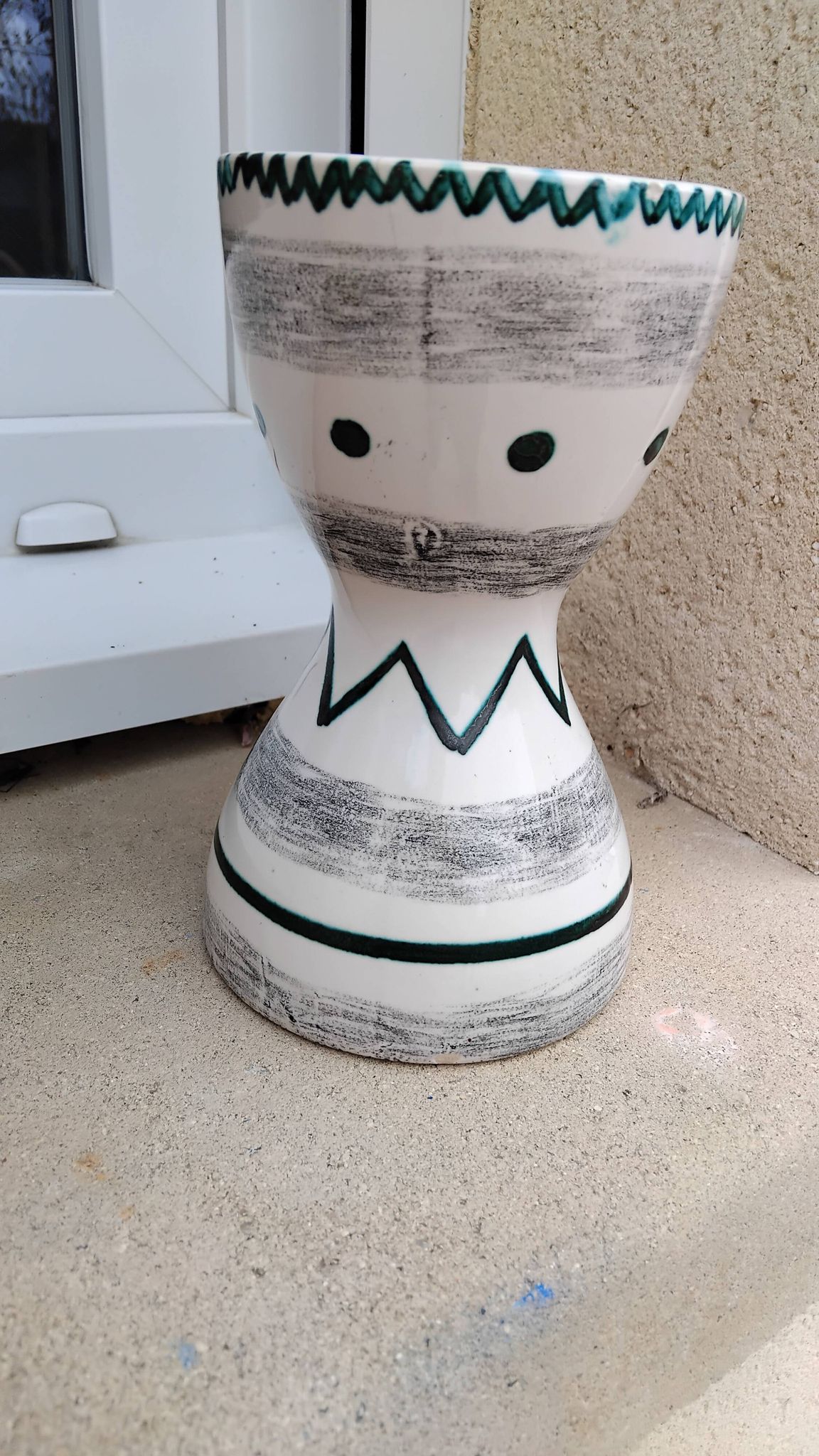Vintage ceramic diabolo vase from the 60s