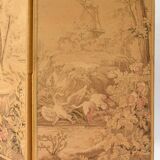 Paravent à 3 panneaux avec tapisserie à décor de scènes de paysages