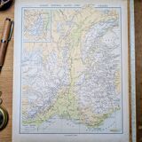 Map of the mountain ranges of France, original printed in 1896