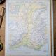 Map of the mountain ranges of France, original printed in 1896