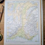 Map of the mountain ranges of France, original printed in 1896