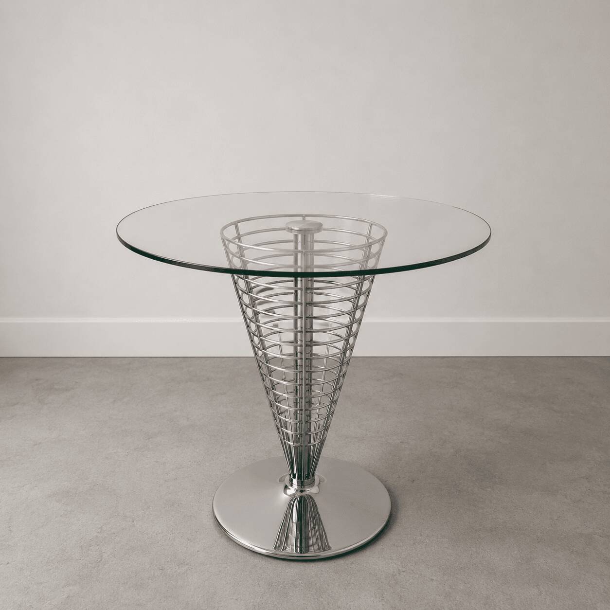 Sculptural table in metal and glass by Verner Panton for Fritz Hansen, 1980