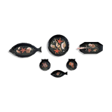 Service 7 pieces pattern fish and shells by Guy Trévoux for Henriot, Quimper