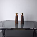 Pair of "David" candlesticks in olive wood, Handcrafted in Israel, 1960