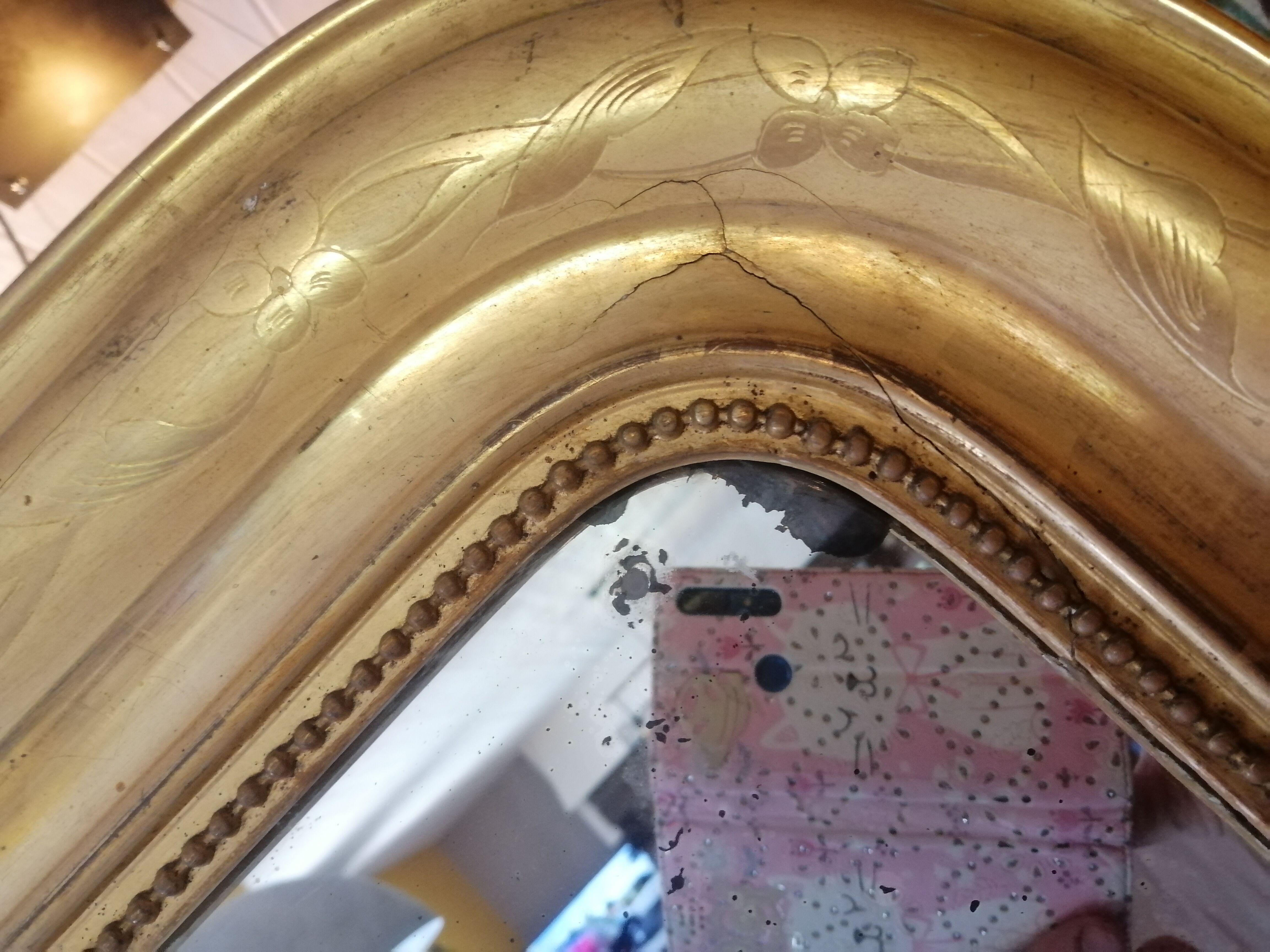 Golden wood mirror - 190x109cm