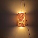 Suspension, nomadic fabric lampshade in vintage yellow floral.