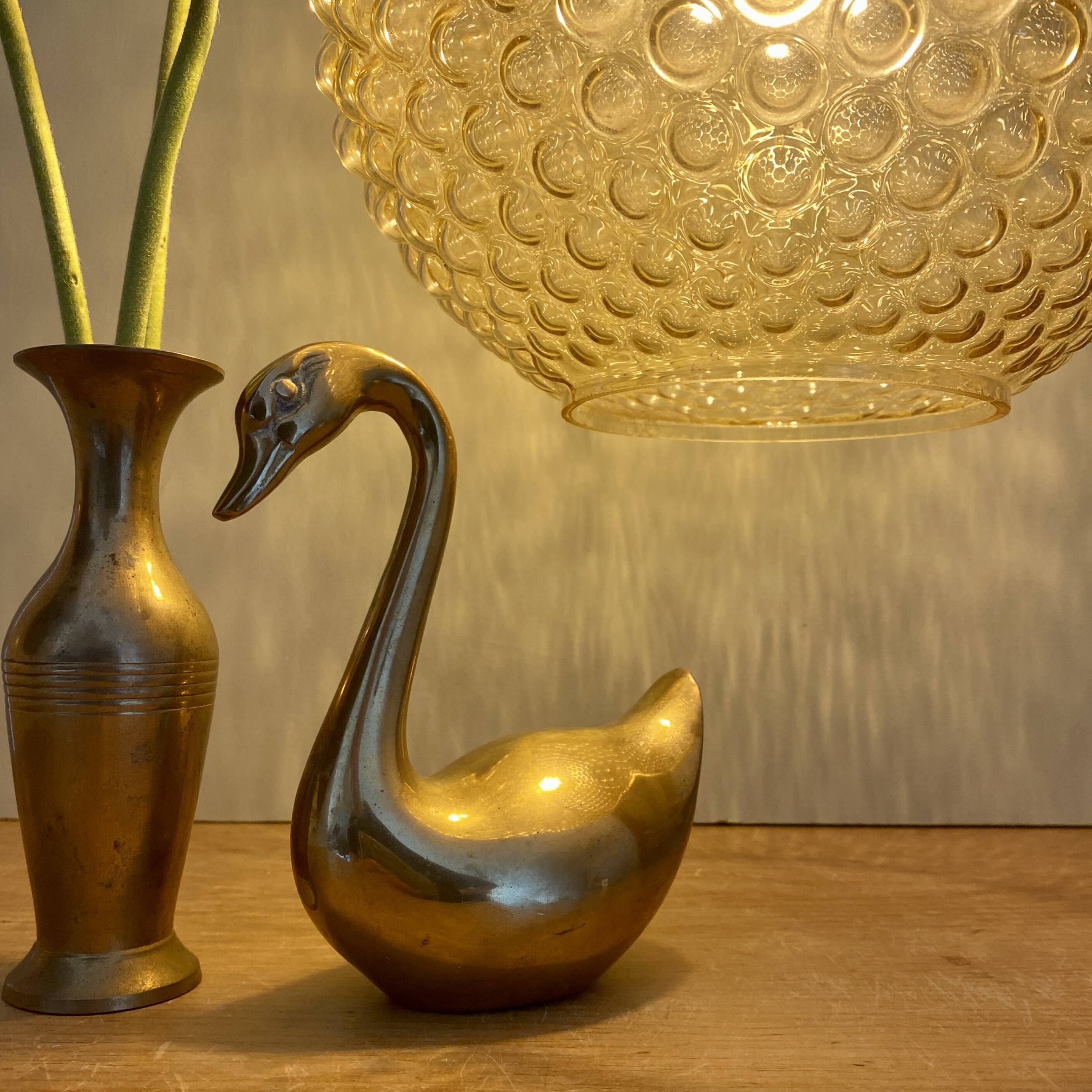 XXL vintage bubbled amber glass globe pendant light
