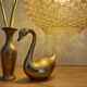 XXL vintage bubbled amber glass globe pendant light