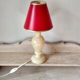 Old beige marbled stone lamp base - alabaster lamp