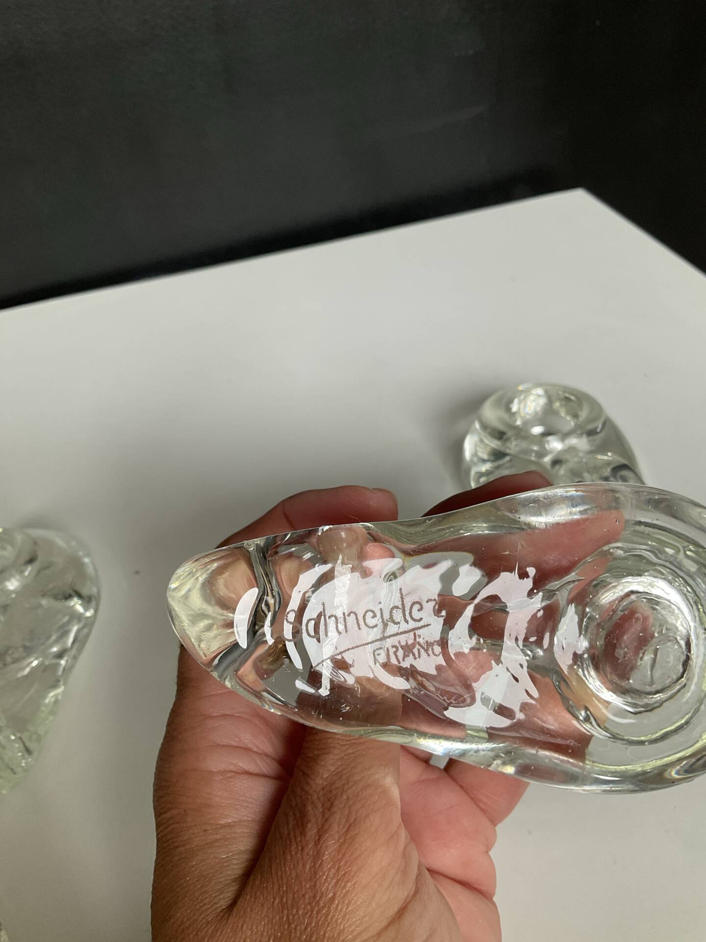 Set of 4 Schneider France crystal candle holders from the 1970s.
