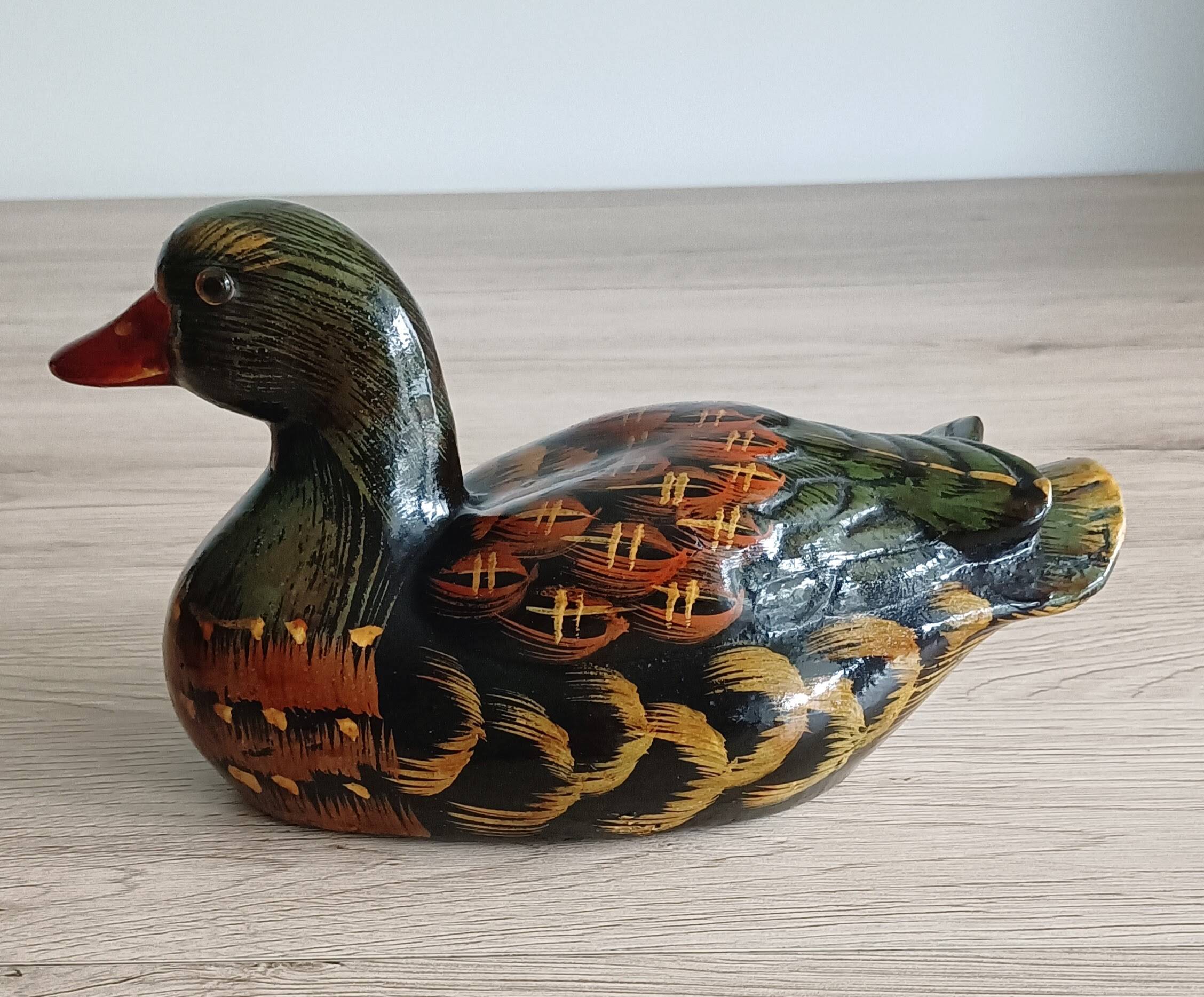 Decorative hand painted ceramic duck