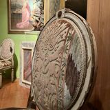 Chairs in Lacquer and Ikat Damask Upholstery, Set of 2