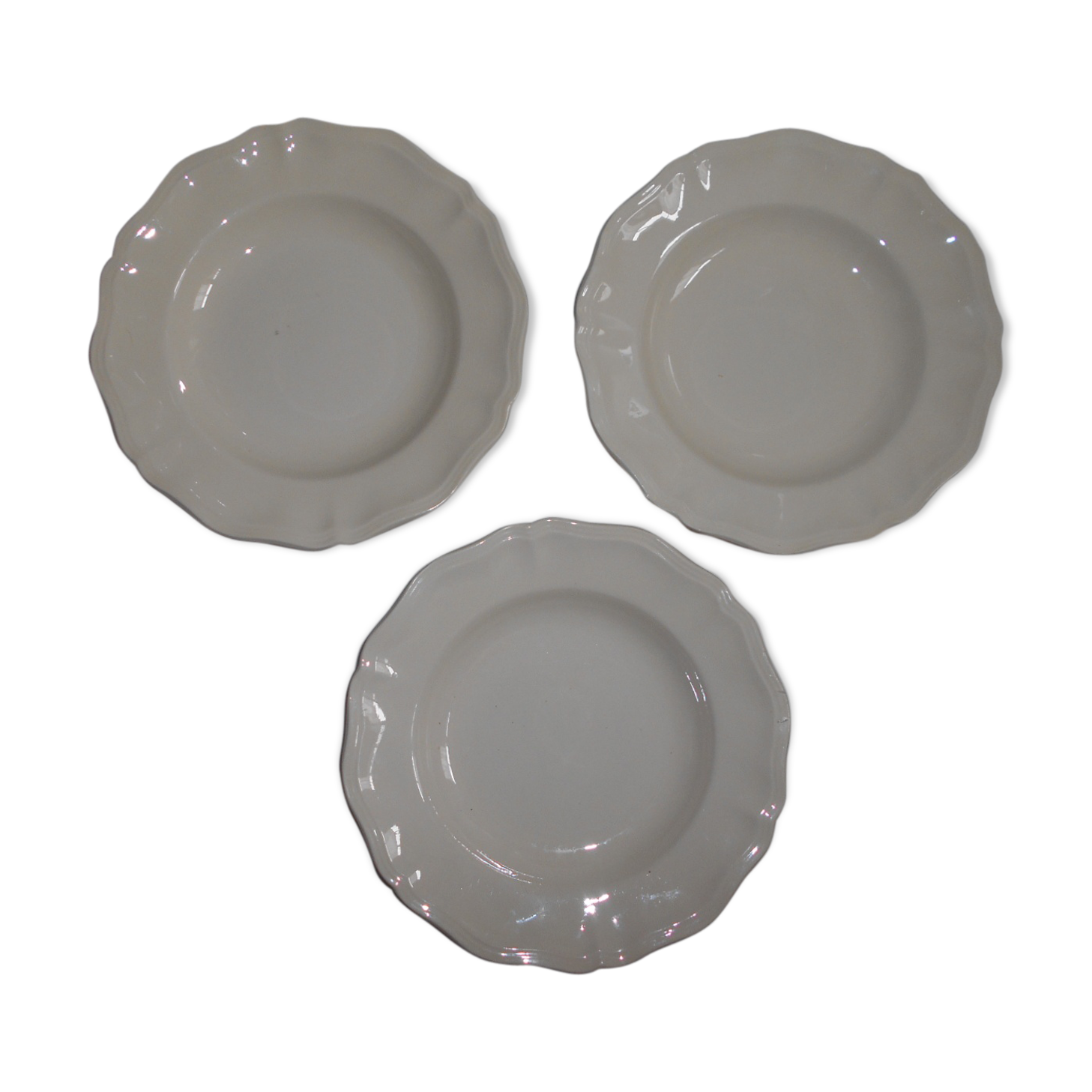 Lot de 3 assiettes creuses ivoire Sarreguemines