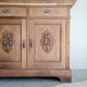 Antique sideboard in raw wood and 2 carved medallion doors