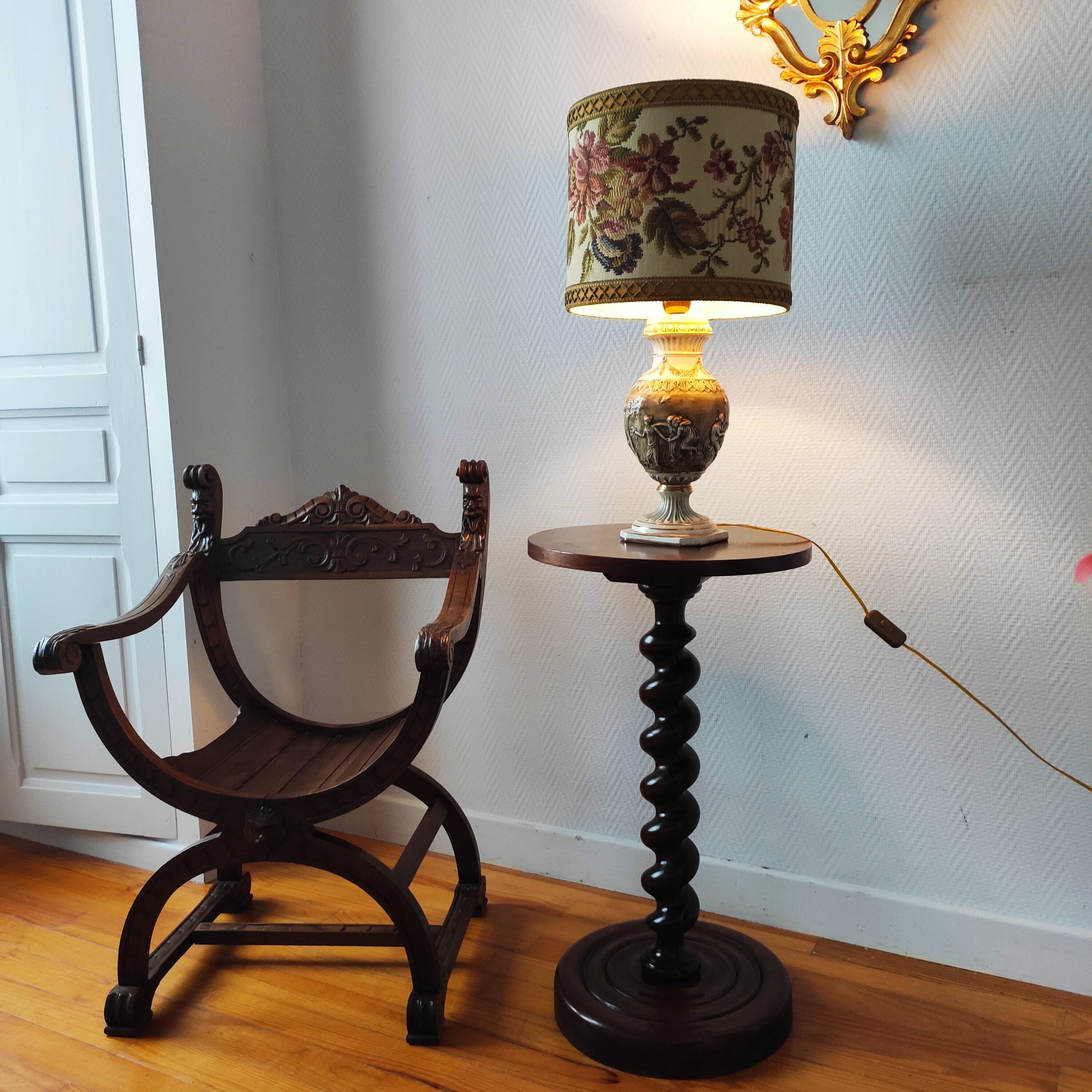 Turned solid wood side table
