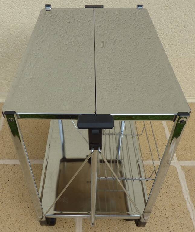 Vintage 50s Textane style rolling and folding trolley on its large