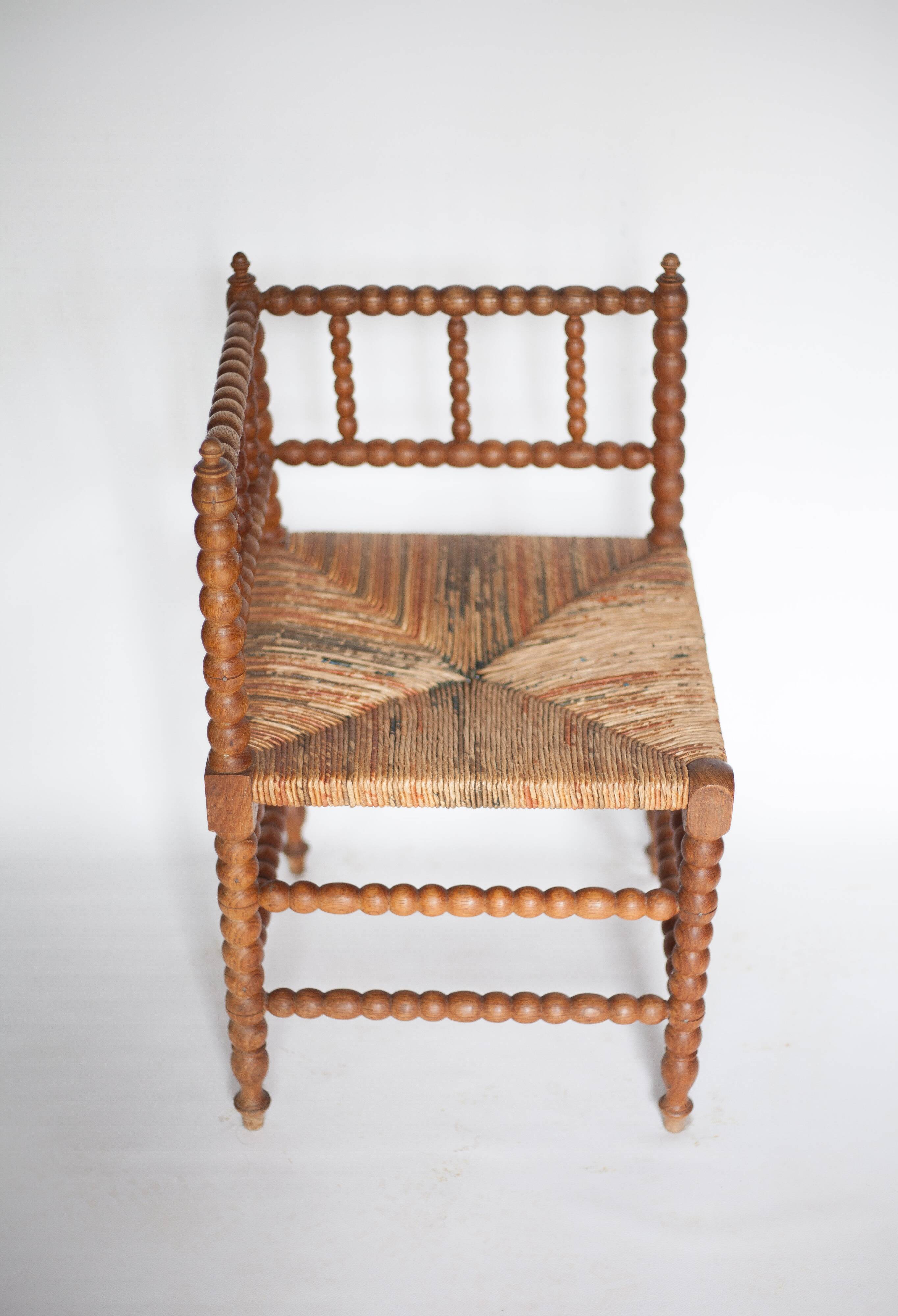 Wooden and caned corner chair, antique bobbin chair, occasional chair.