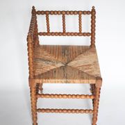 Wooden and caned corner chair, antique bobbin chair, occasional chair.