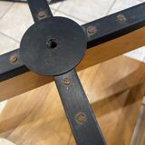 Scandinavian wooden side coffee table with vintage 50s swivel top