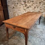 Old French farmhouse table – Rustic workshop table with 3 drawers