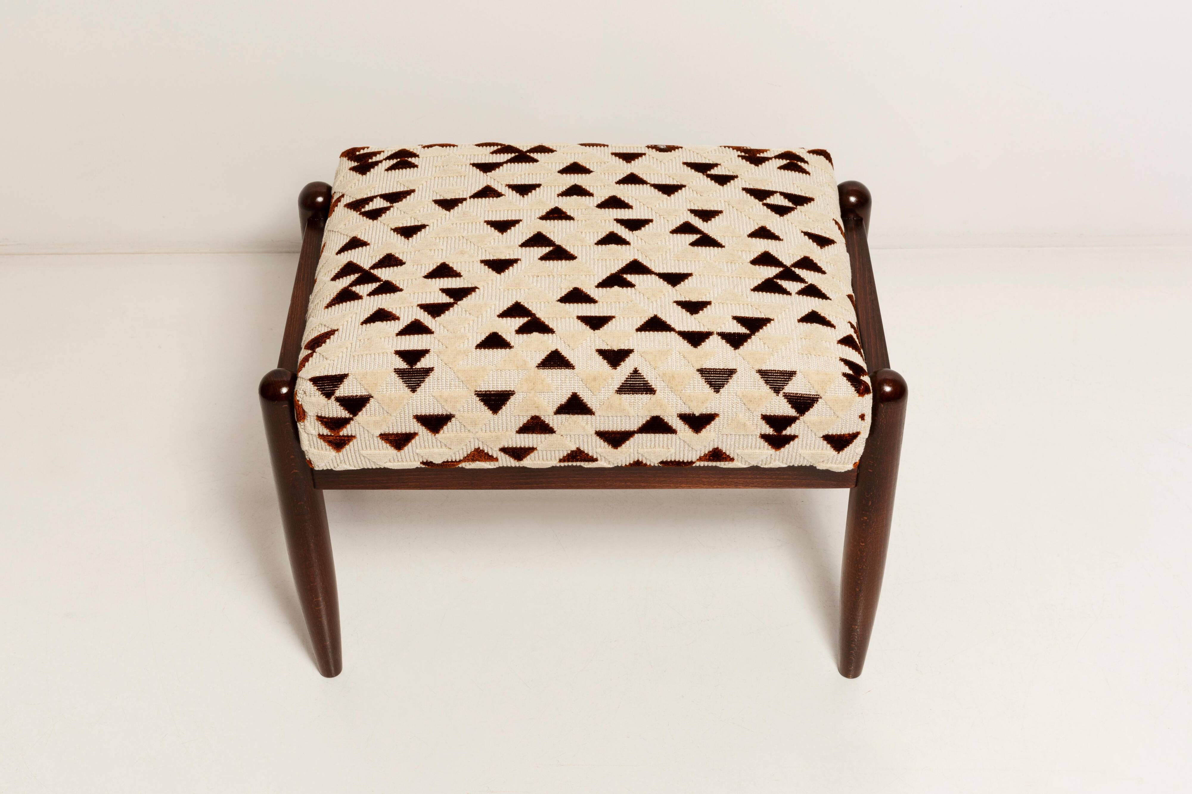 Mid Century GFM stool in Jacquard pattern by Dedar, E. Homa, Europe, 1960s