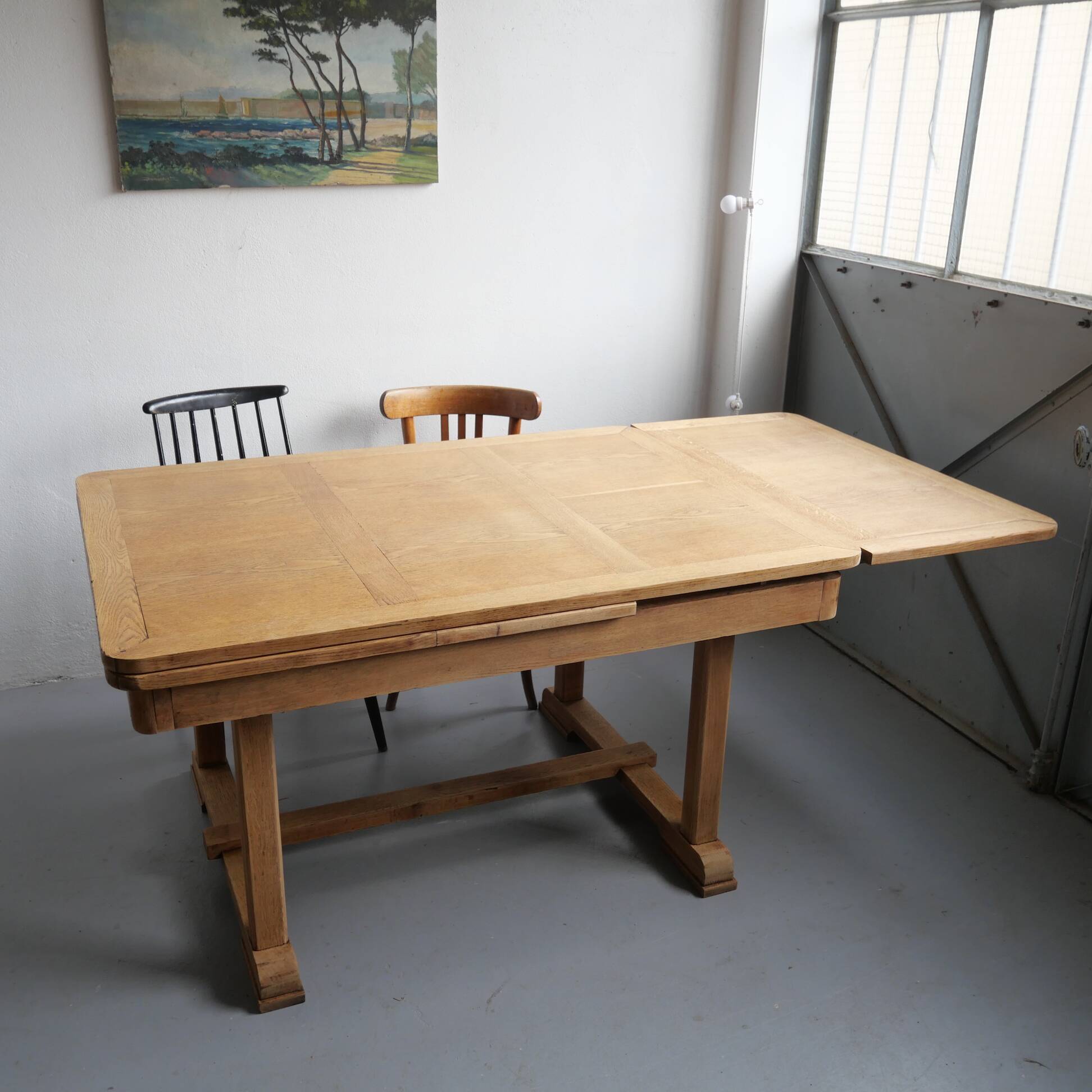 Table à rallonges en chêne rénovée