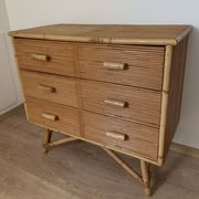 3-drawer rattan/bamboo chest of drawers attributed to Adrien Audoux and Frida Minnet. Circa 1950