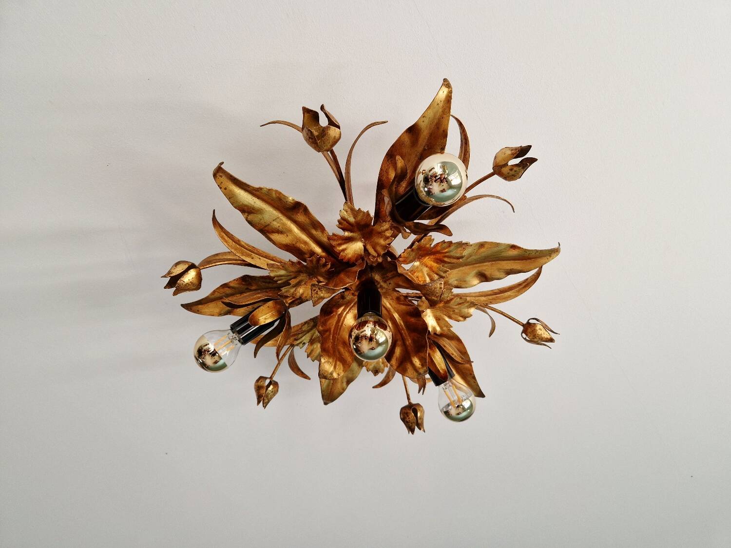 Italian ceiling light in gold-tone metal, 1970s