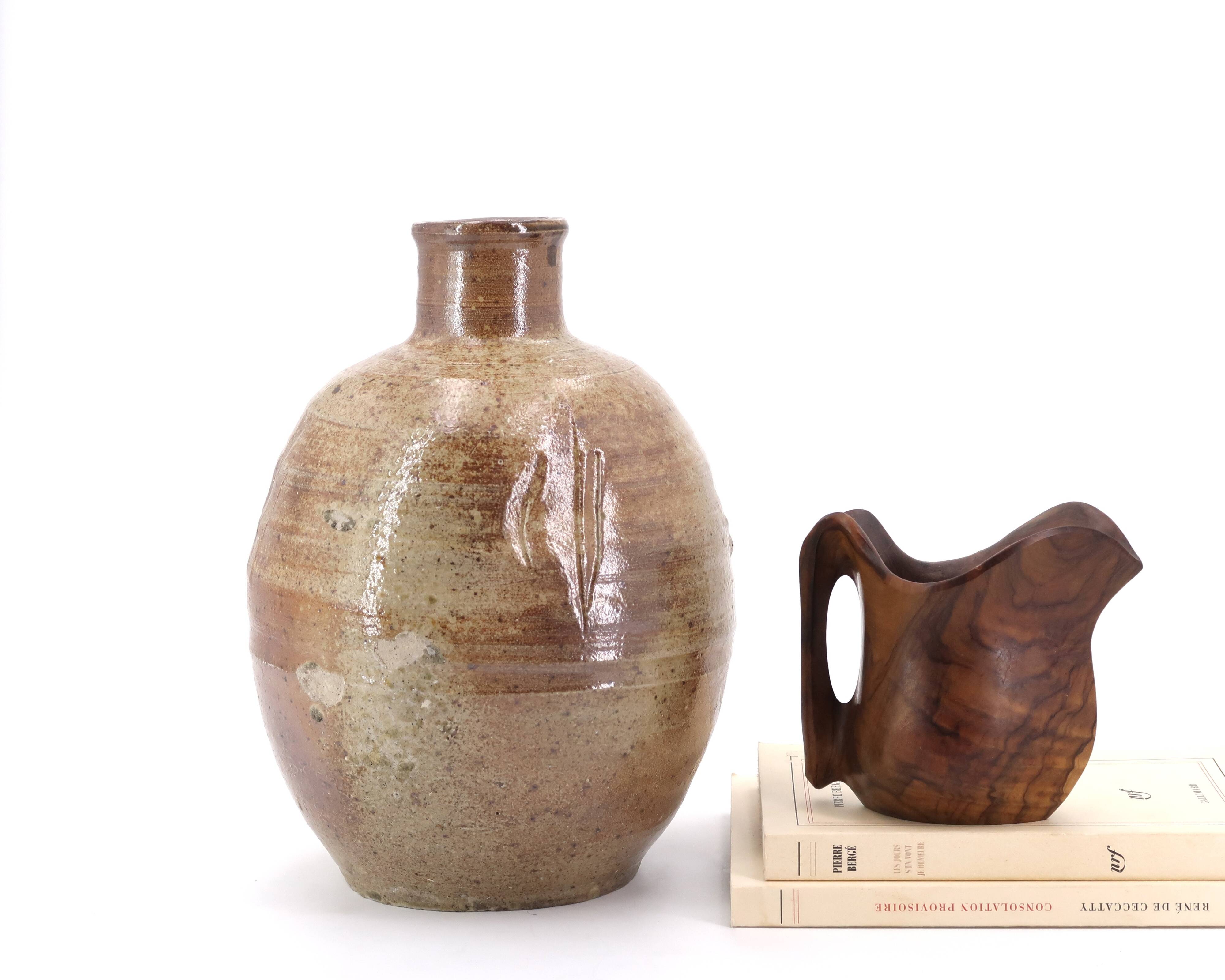 Stoneware bottle vase by Jean Michel Doix