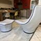Mantis leather lounge chair ottoman footrest Gerard Van Den Berg 1970