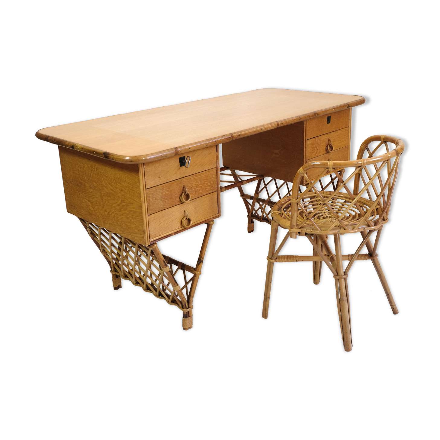 Rattan desk and chair  70