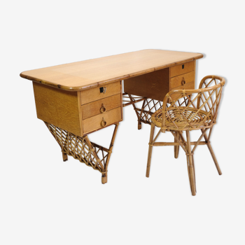 Rattan desk and chair  70