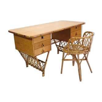 Rattan desk and chair  70