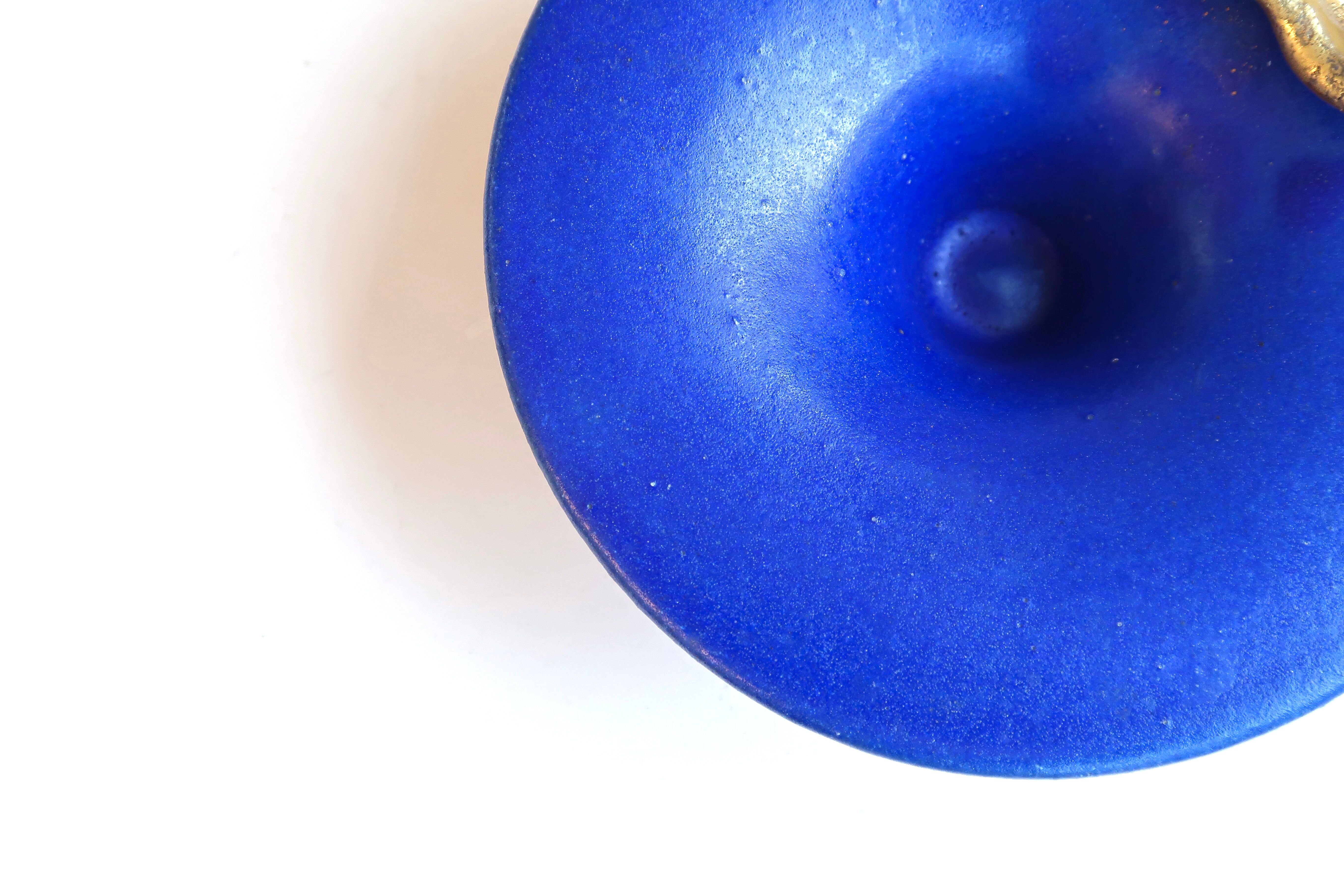 Blue ceramic cut signed with gilded decoration